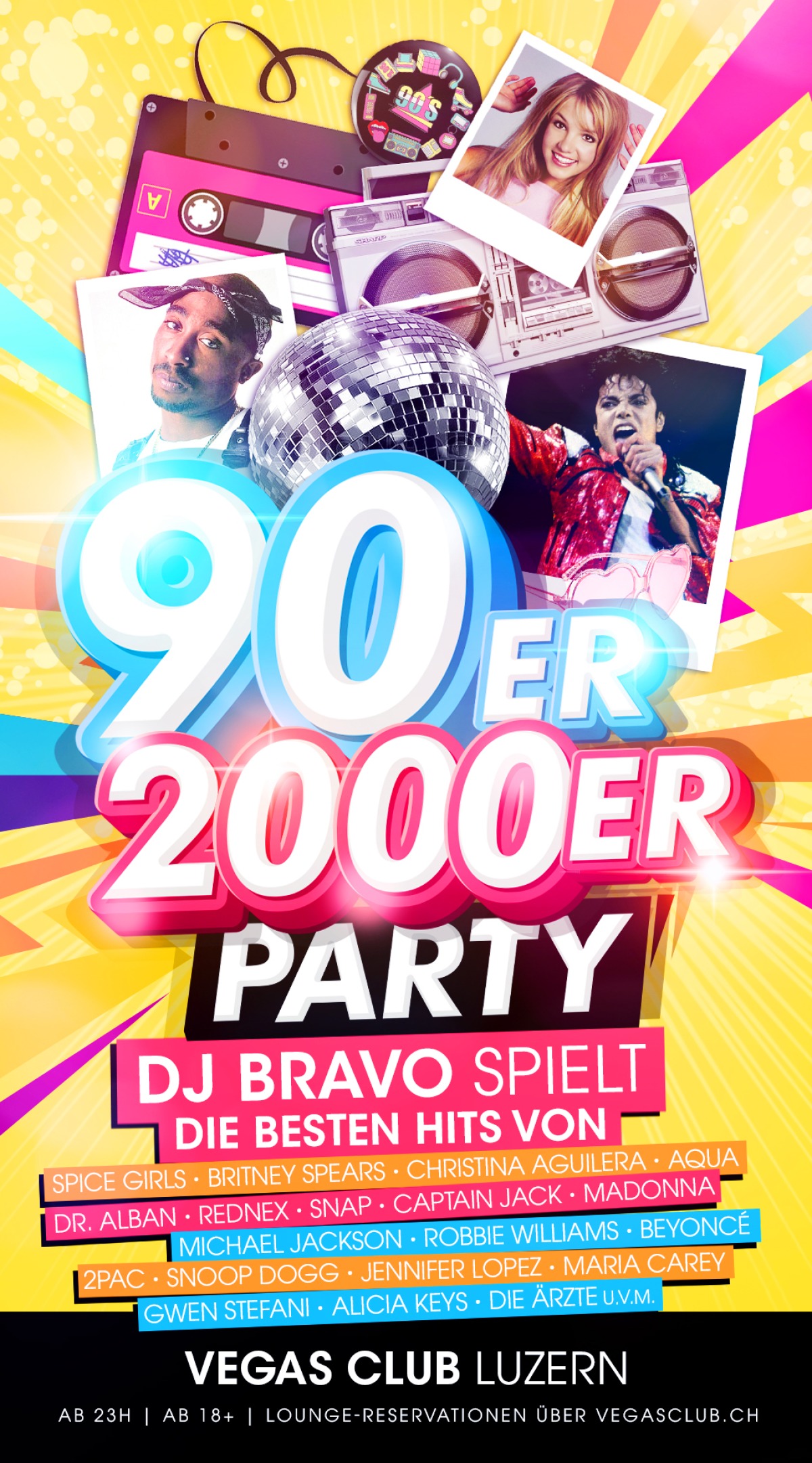 Flyer 90er & 2000er Party mit DJ BRAVO